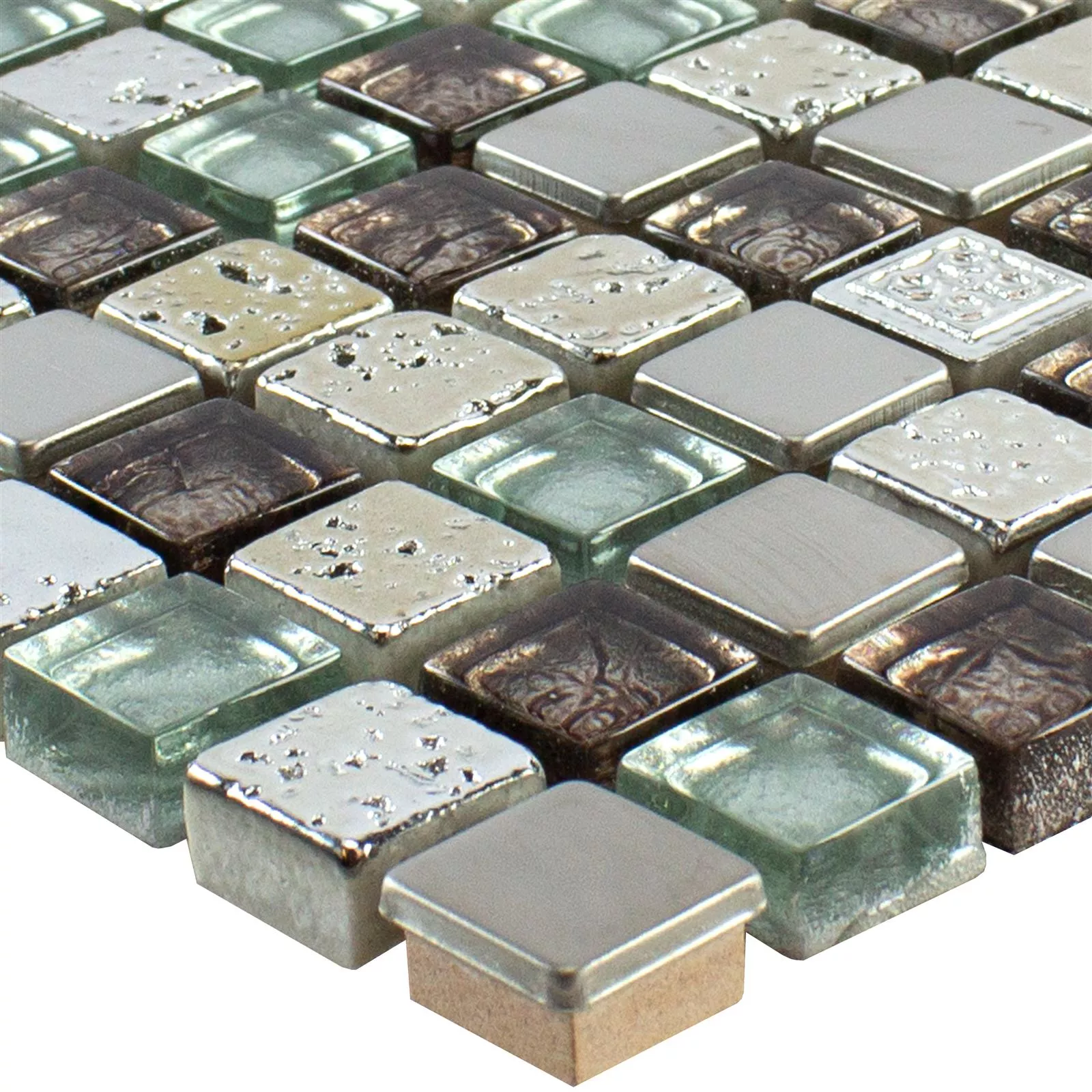 Glass Harpiks Metall Mosaikkfliser Falco Brun Sølv