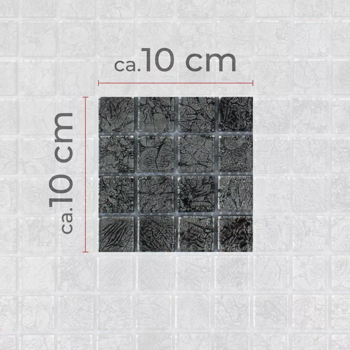 Muster von Mosaikfliesen Glas Kandila Schwarz 23x23x4mm