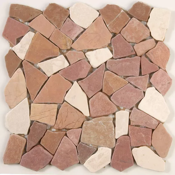 Uzorak Mozaik Pločice Lomljeni Mramor Rosso Verona Biancone