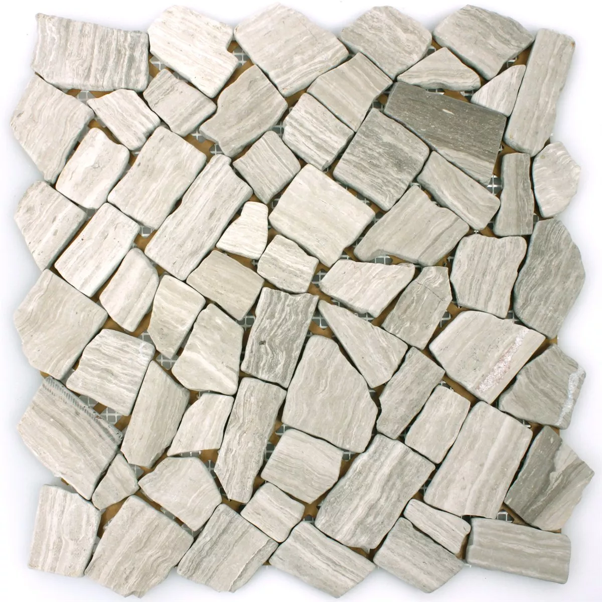 Mosaic Tiles Marble Broken Grey Stripes