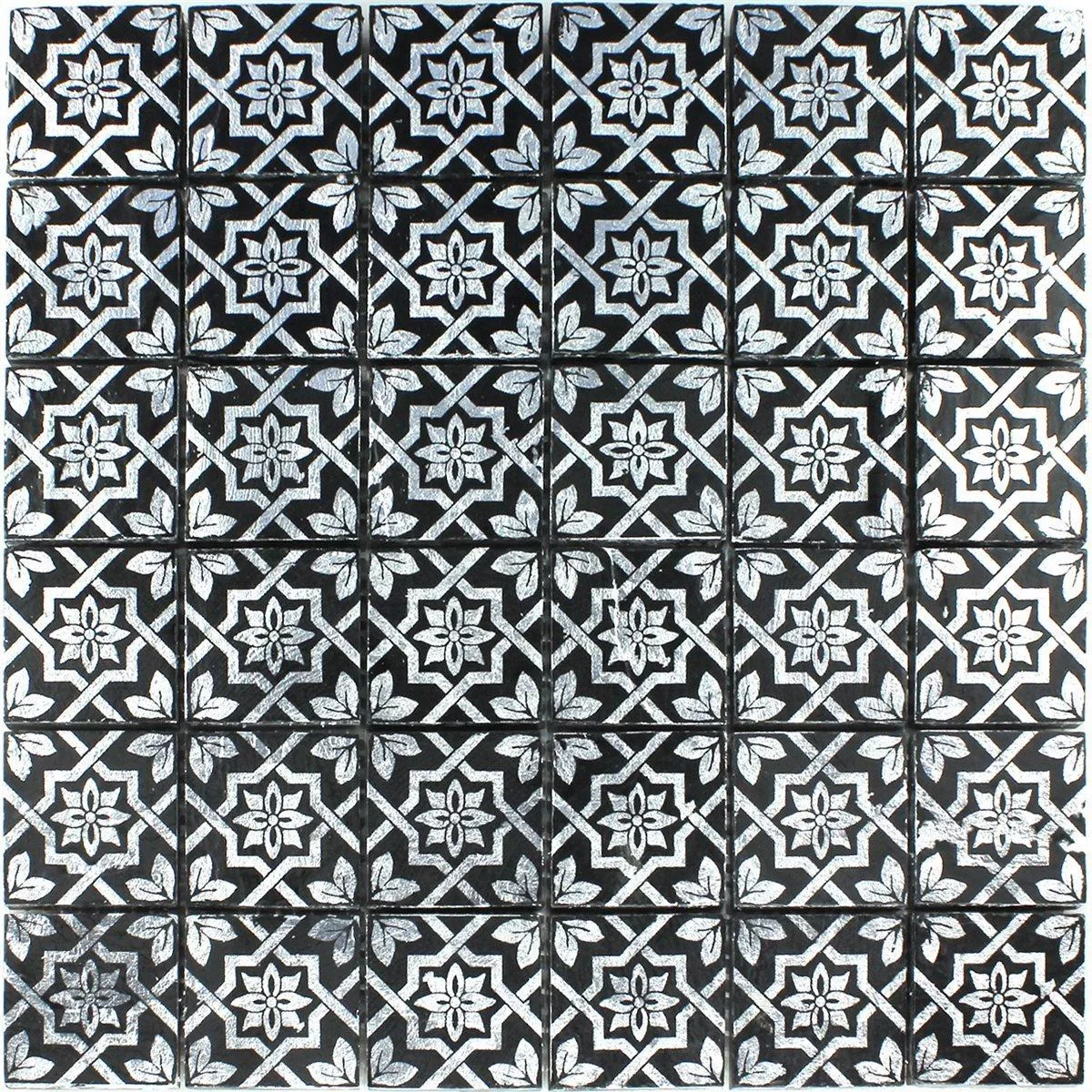 Azulejo Mosaico Ardósia Óptica Platina Preto