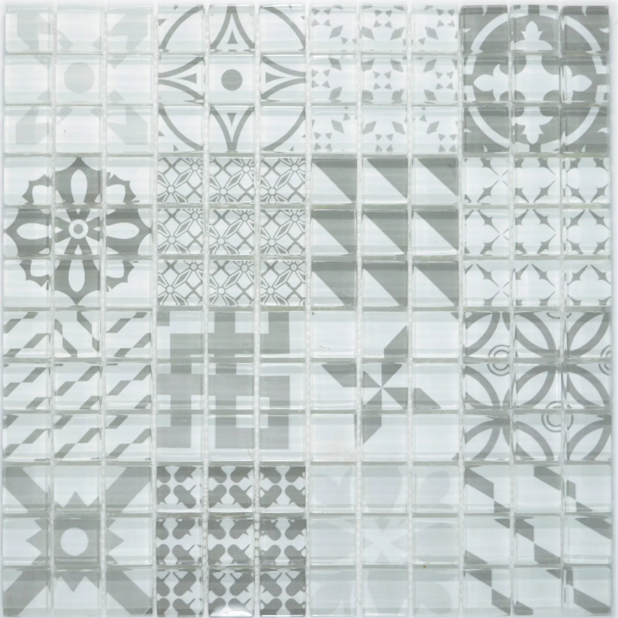 Sample Glass Mosaic Retro Tiles Noya Vintage Grey
