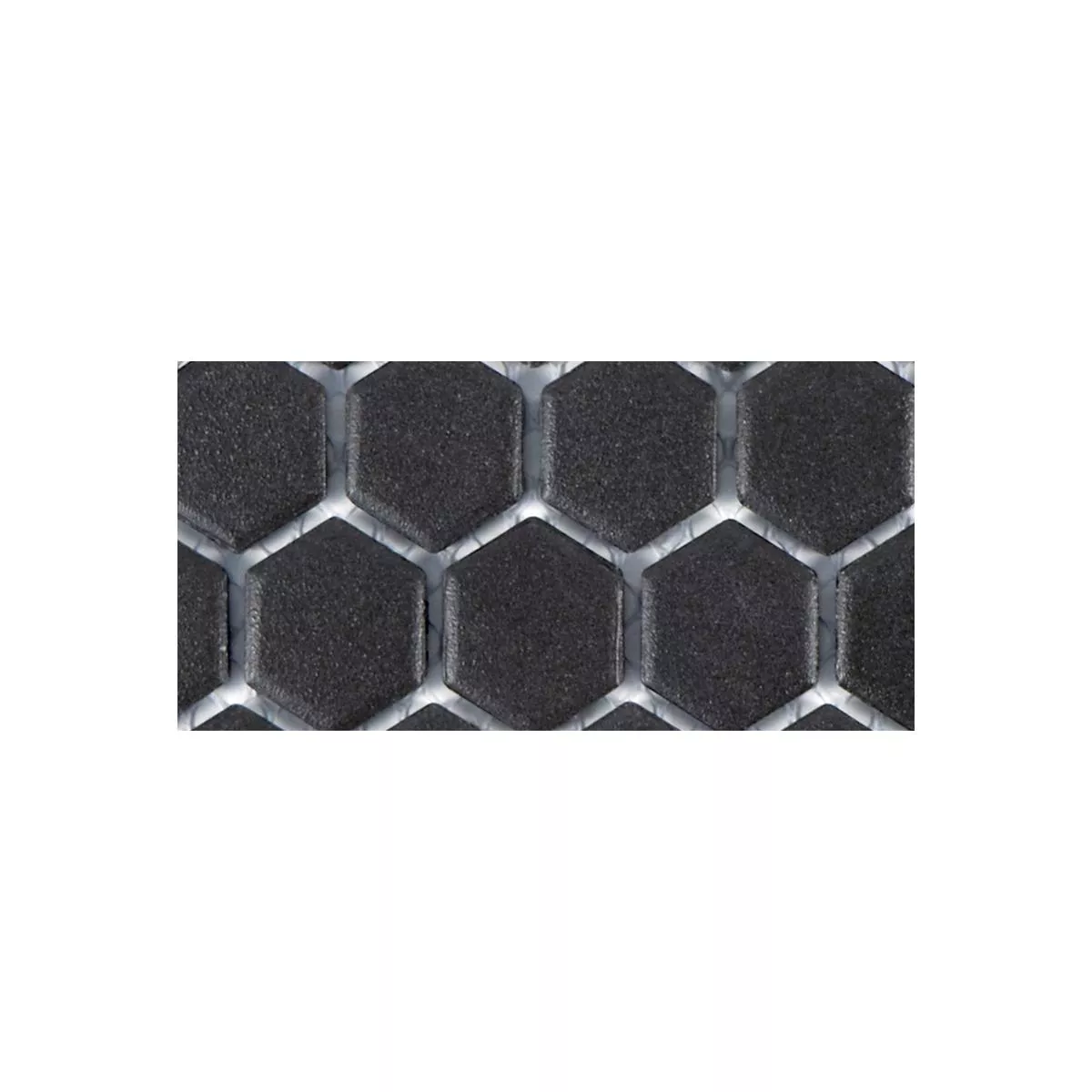 Sample Ceramic Mosaic Tiles Hexagon Zeinal Unglazed Black R10B