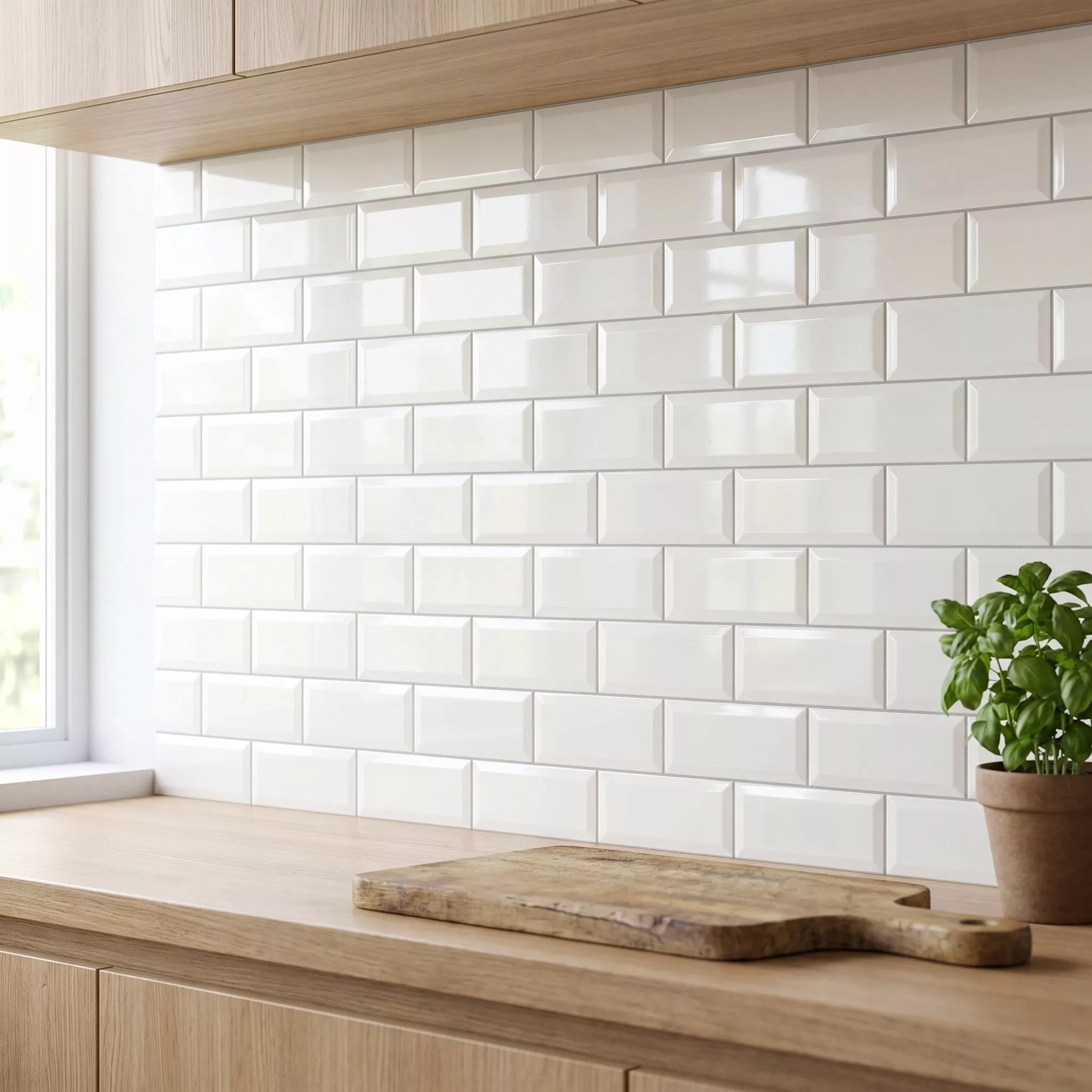 Carrelage métro Blanc Brillant 7,5x30 cm Avec Facette Freiberg Blanco