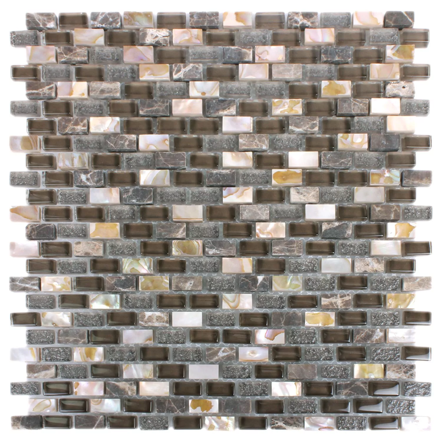 Padrão de Azulejo Mosaico Concha Vidro Pedra Natural Jasmina Marrom Escuro