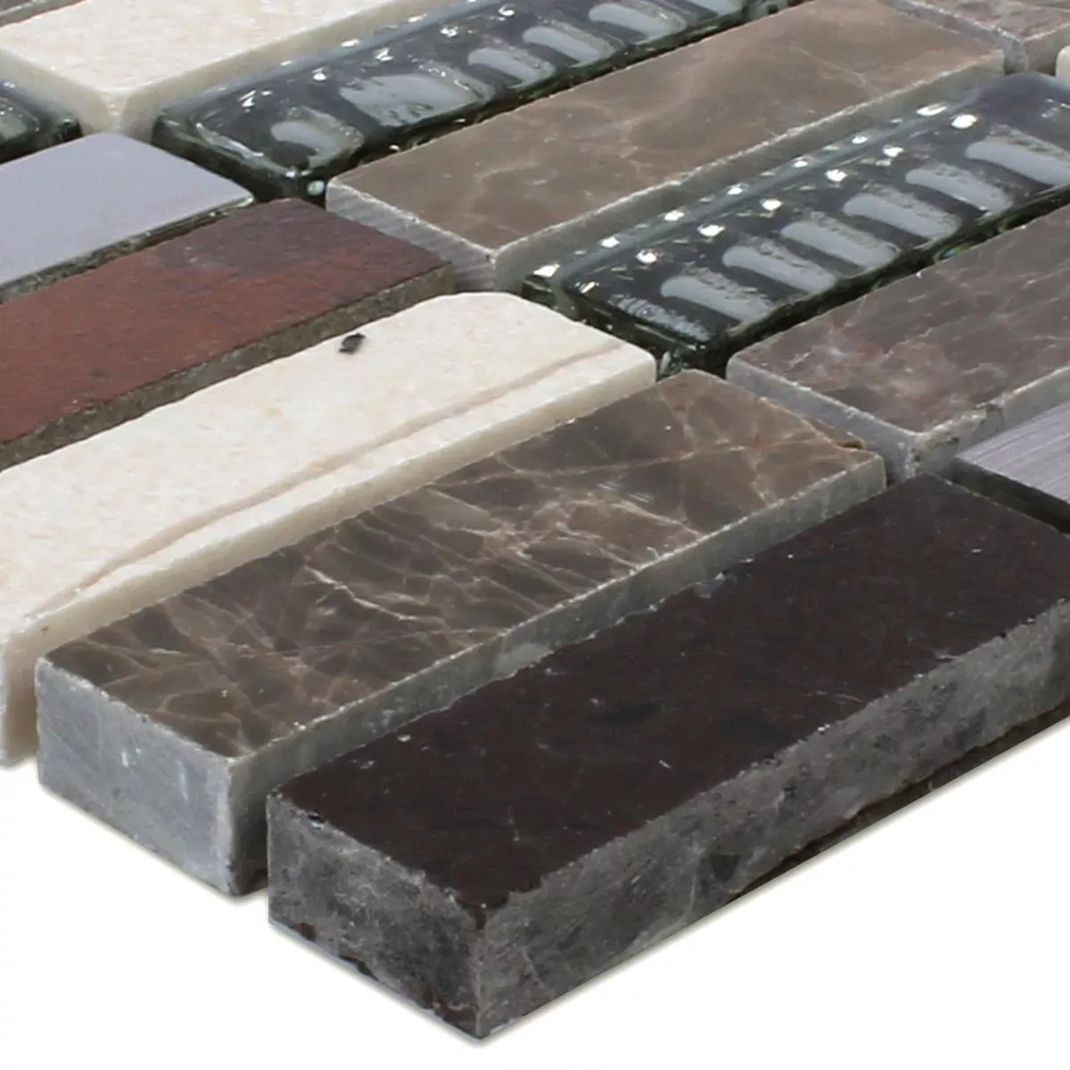 Próbka Mozaika Metal Szkło Kamień Naturalny Beżowy Brązowy Mix