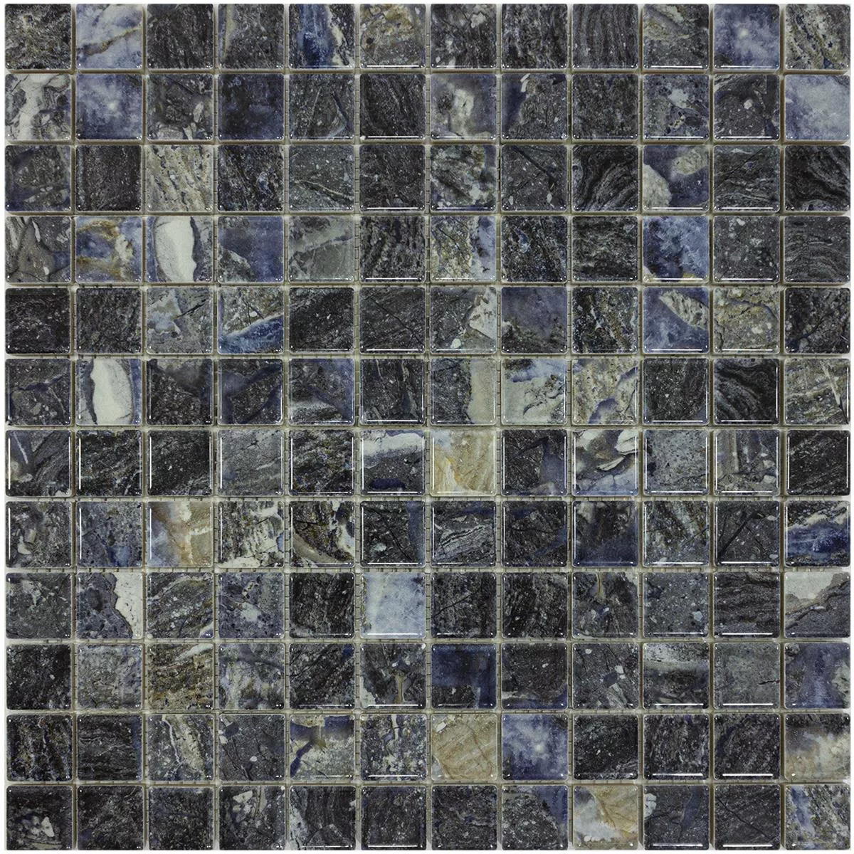 Ceramic Mosaic Tiles Elysium Marble Optic Dark Blue 23