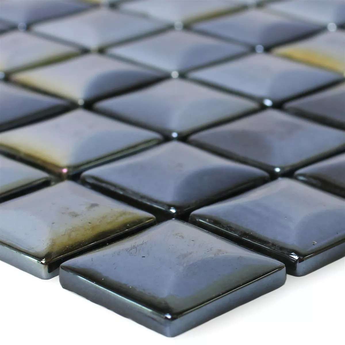 Sample Glass Mosaic Tiles Monrovia Black 3D Metallic