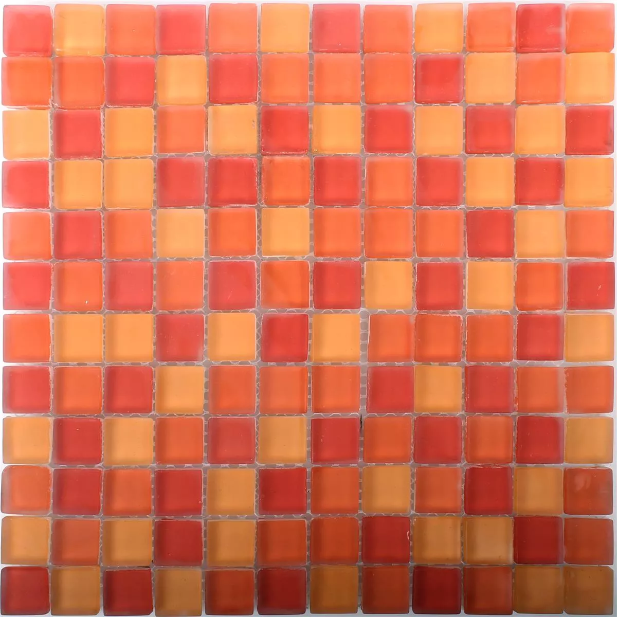Glass Mosaic Tiles Blossom Red Orange Mix Mat