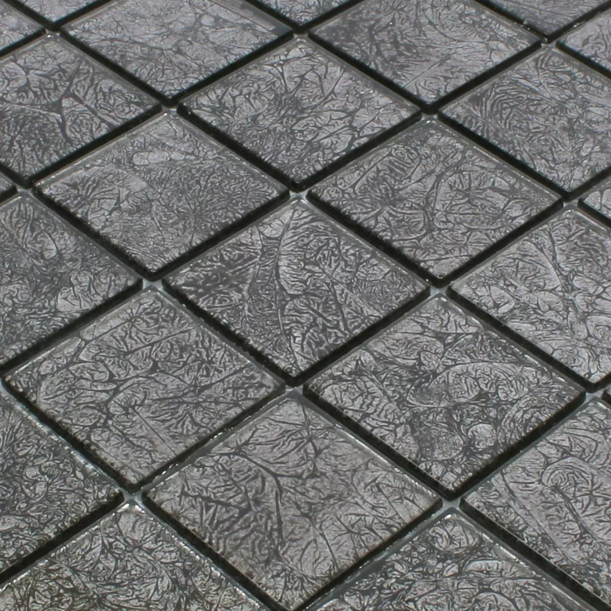 Azulejo Mosaico Vidro Kandila Preto 48x48x4mm