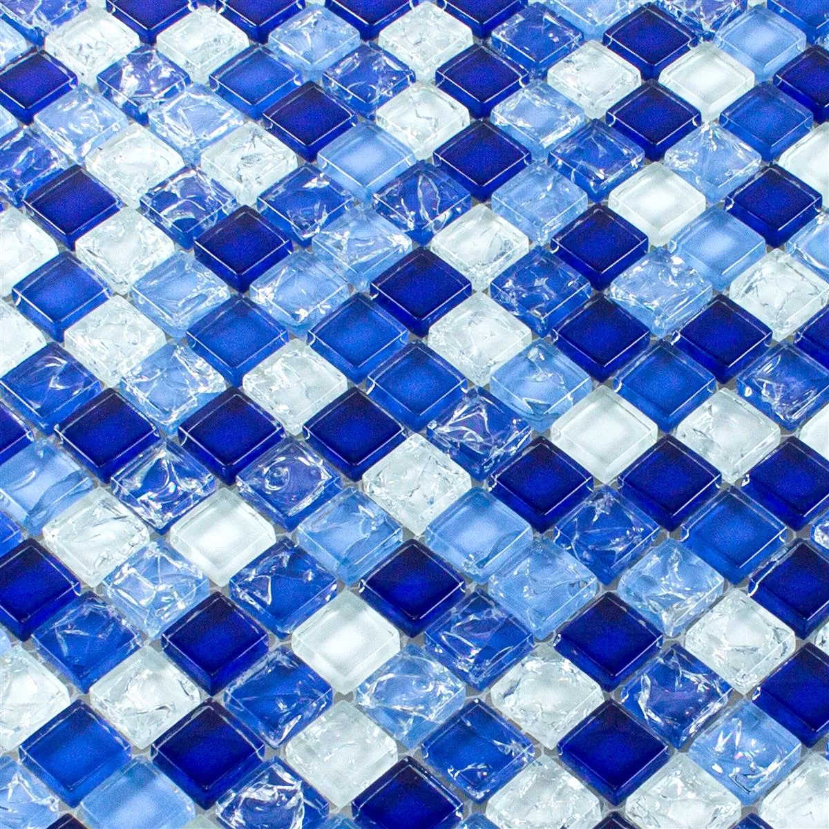 Glass Mosaic Tiles Overland Blue Blanc