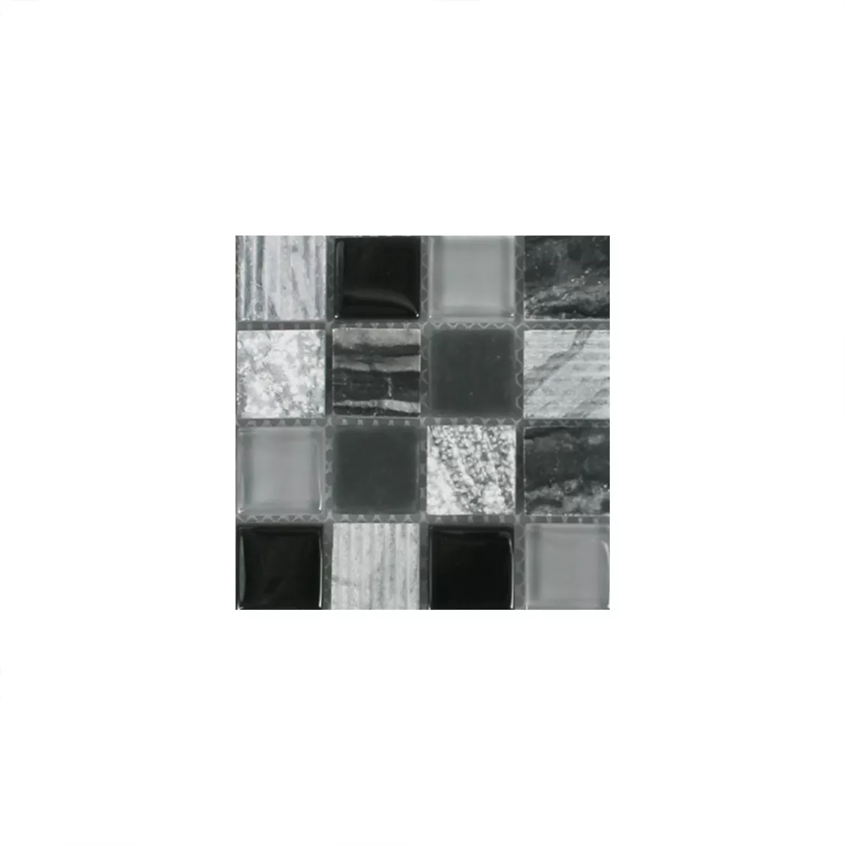 Sample Mosaic Tiles Venzona Black Silver 