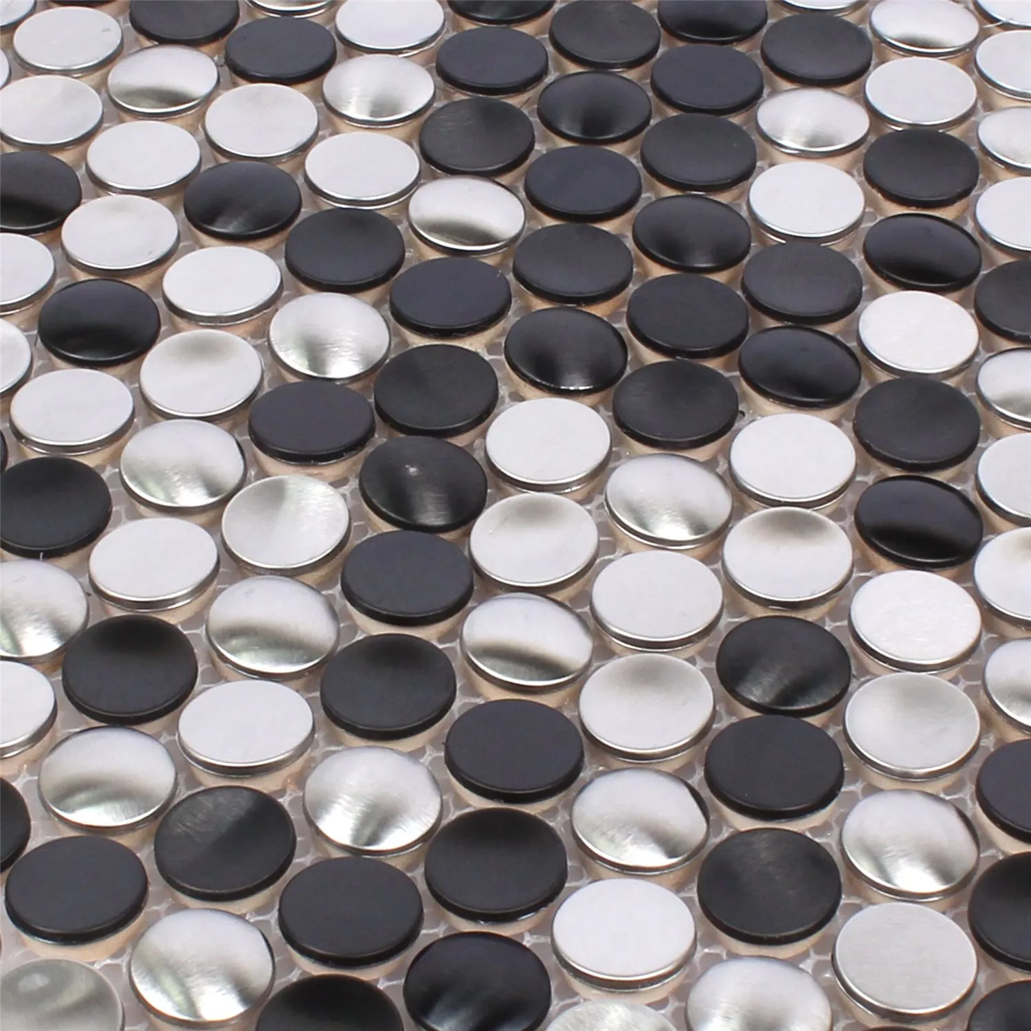 Padrão de Azulejo Mosaico Aço Inoxidável Celeus Preto Prata Ondulado