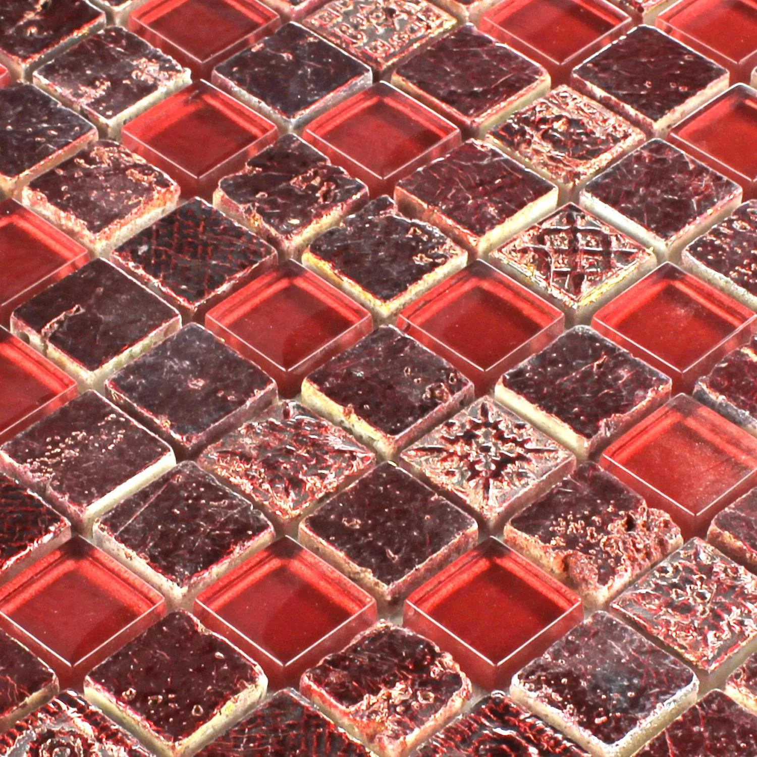Azulejo Mosaico Vidro Calcário Mármore Lava Vermelho Duo
