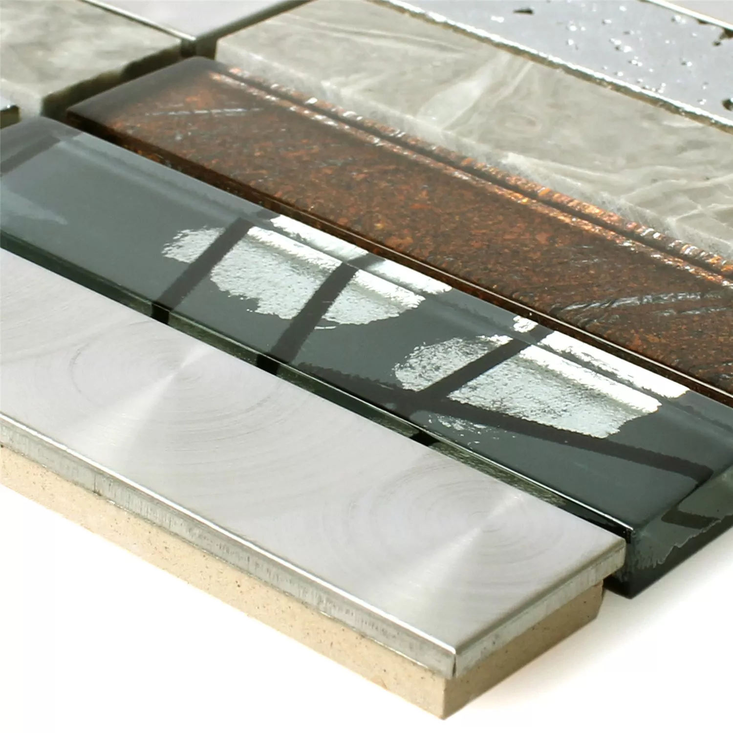 Mosaik Fliser Musical Glas Sten Stål Mix Gra Mosaik Fliser Musical Glas Sten Stål Mix Gra