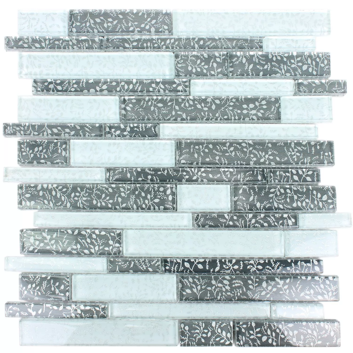 Glass Mosaic Cliff  Grey White Flower