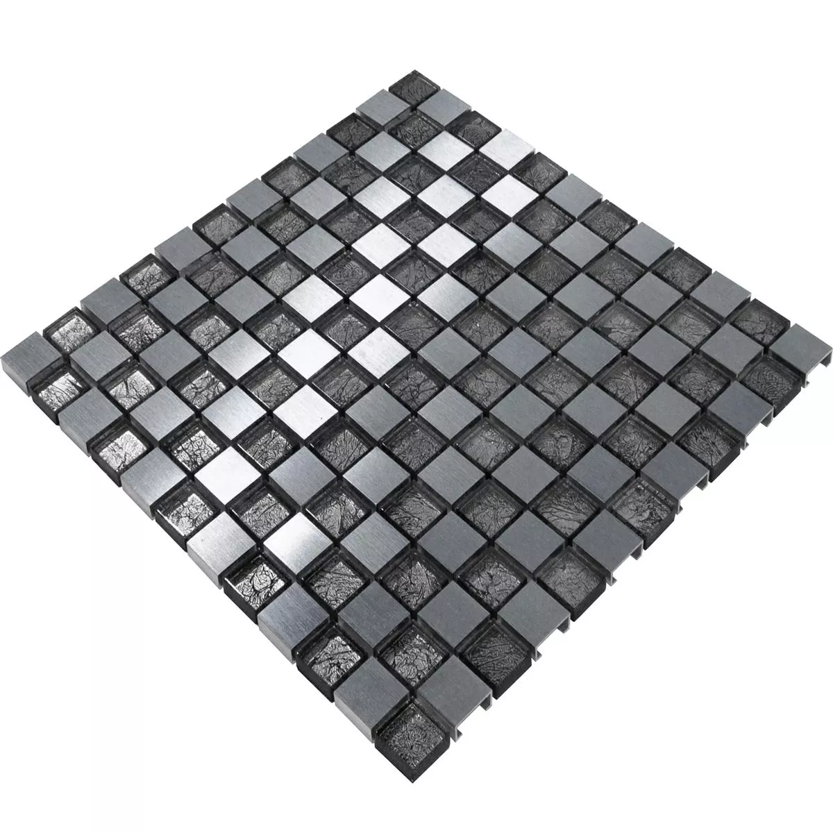 Glass Aluminium Mosaikkfliser Eldorien Sølv-Grå
