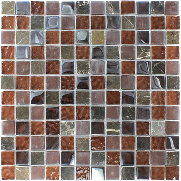 Muster von Mosaikfliesen Glas Marmor  Braun Mix Metall