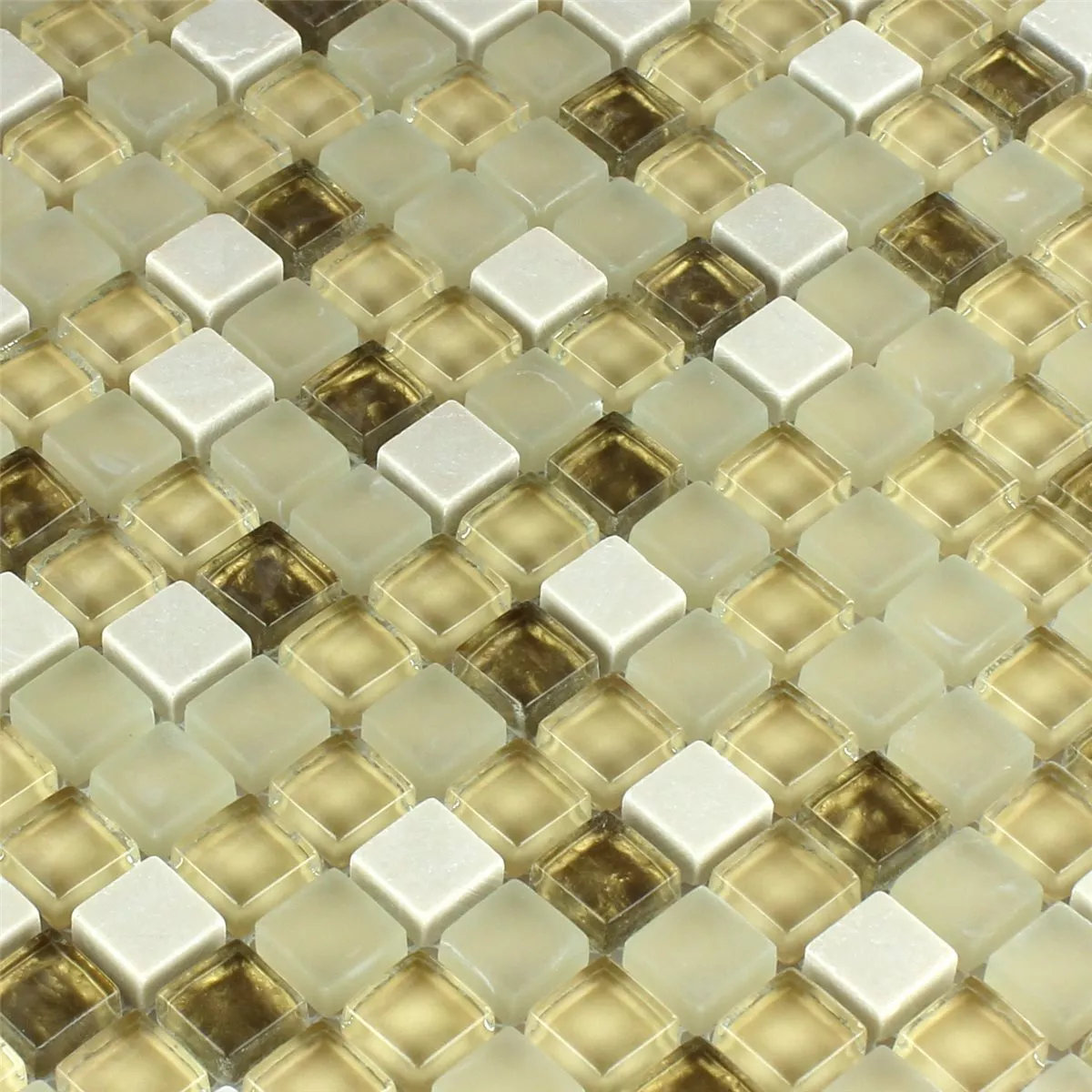 Sample Mozaïektegel Glas Natuursteen Wit Guld Mix