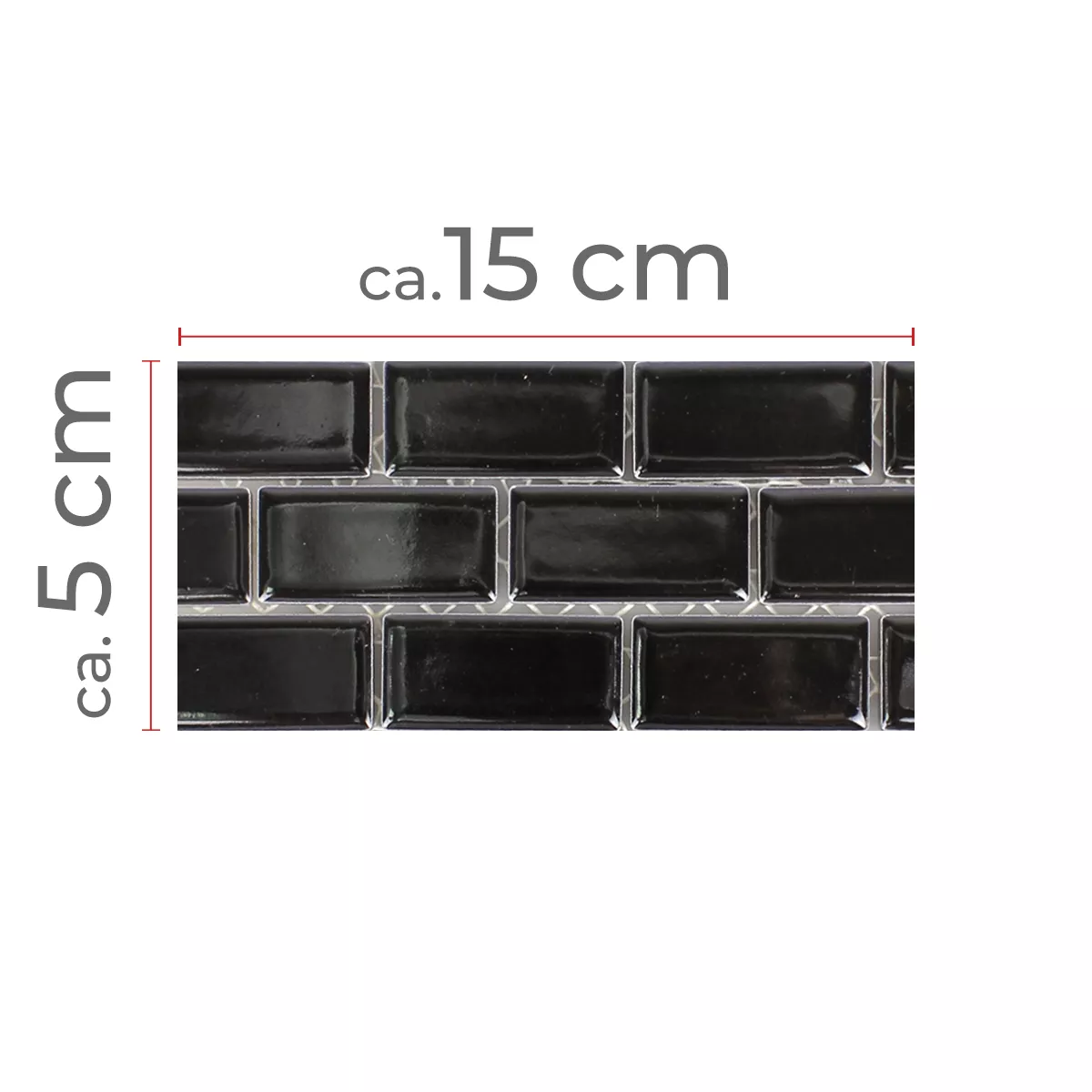 Sample Mosaic Tiles Ceramic Manila Black Glossy