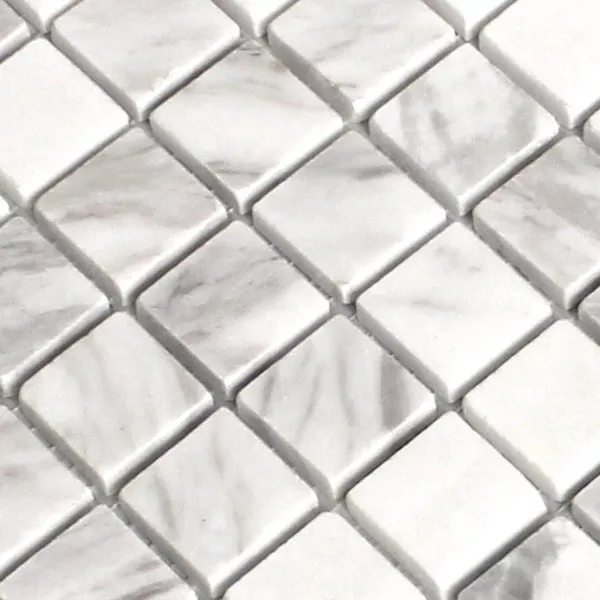 Mozaik Csempe Üveggolyó 23x23x8mm Fehér Csiszolt