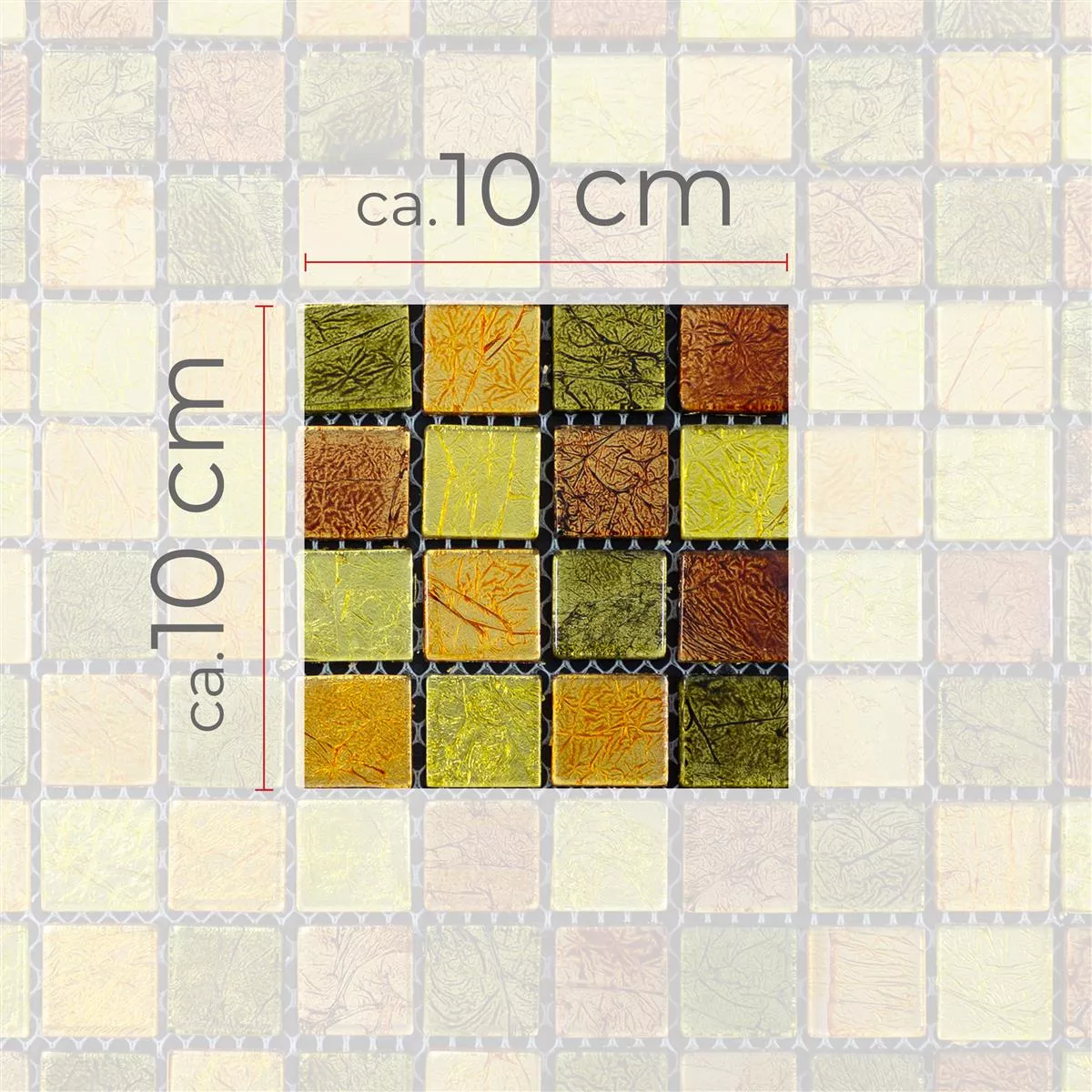 Muster von Glasmosaik Fliesen Curlew Gelb Orange 23 4mm