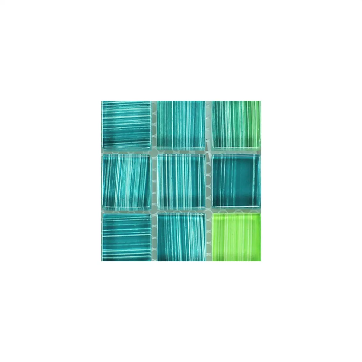 Muestra Azulejos De Mosaico Cristal Verde Rayado
