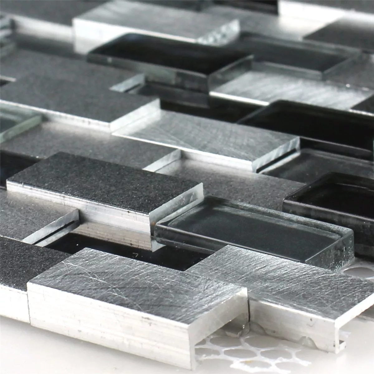 Design Mosaic Aluminium Alu Glass 3D Black Silver