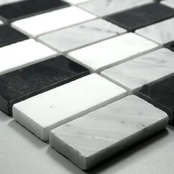 Mozaik Csempe Üveggolyó Fekete Fehér Mix