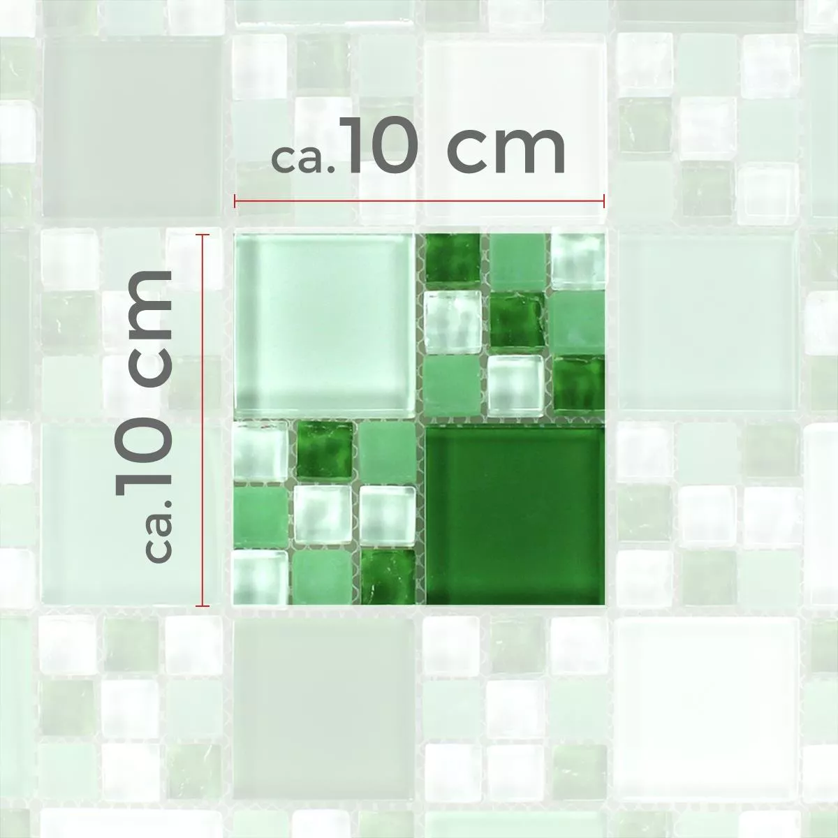 Sample Mozaïektegel Glas Kristal Groen Mix
