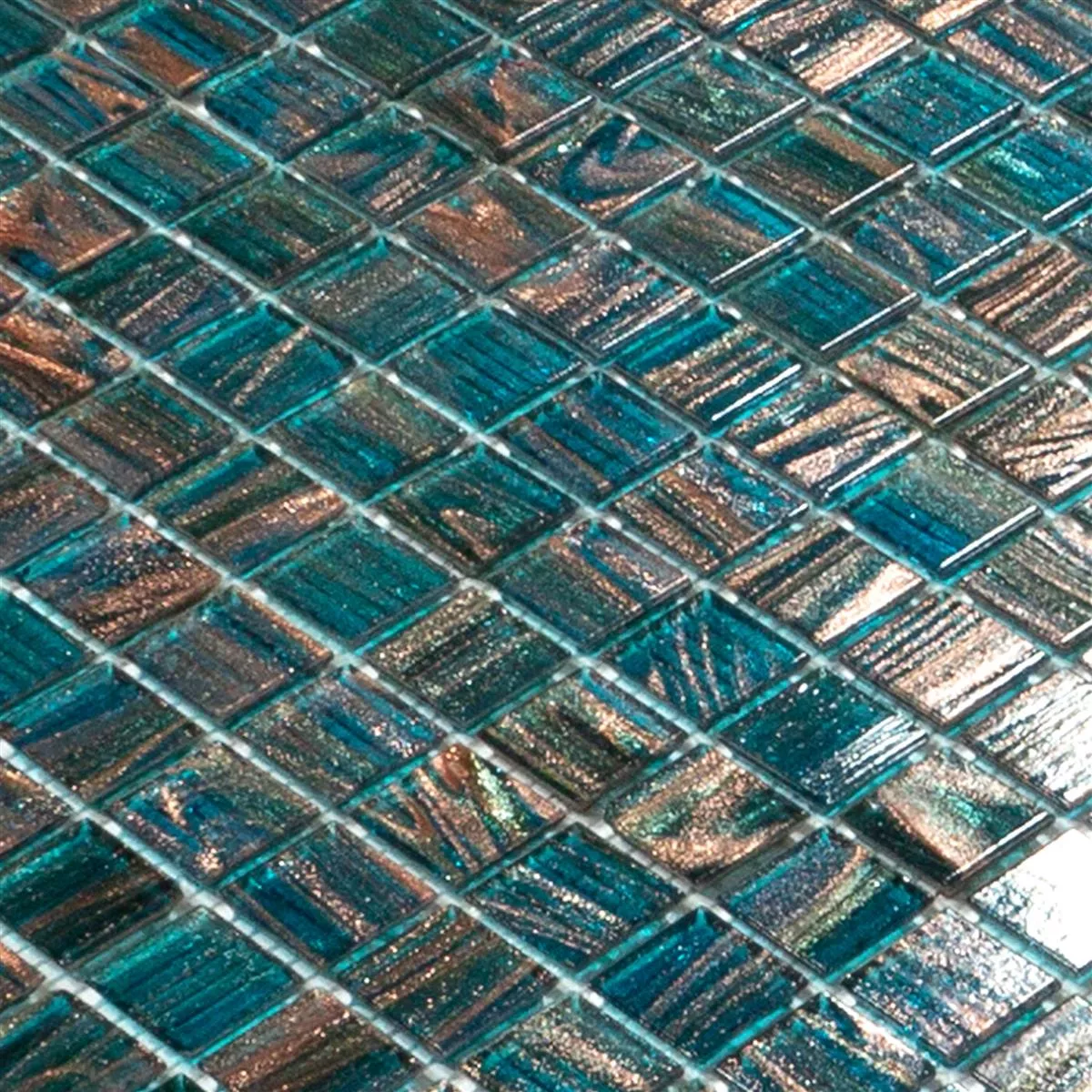 Glass Mosaic Tiles Kyoto Petrol Blue