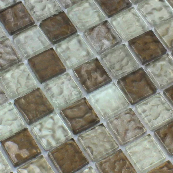 Mosaic Tiles Glass 25x25x6mm Amber Brown Mix