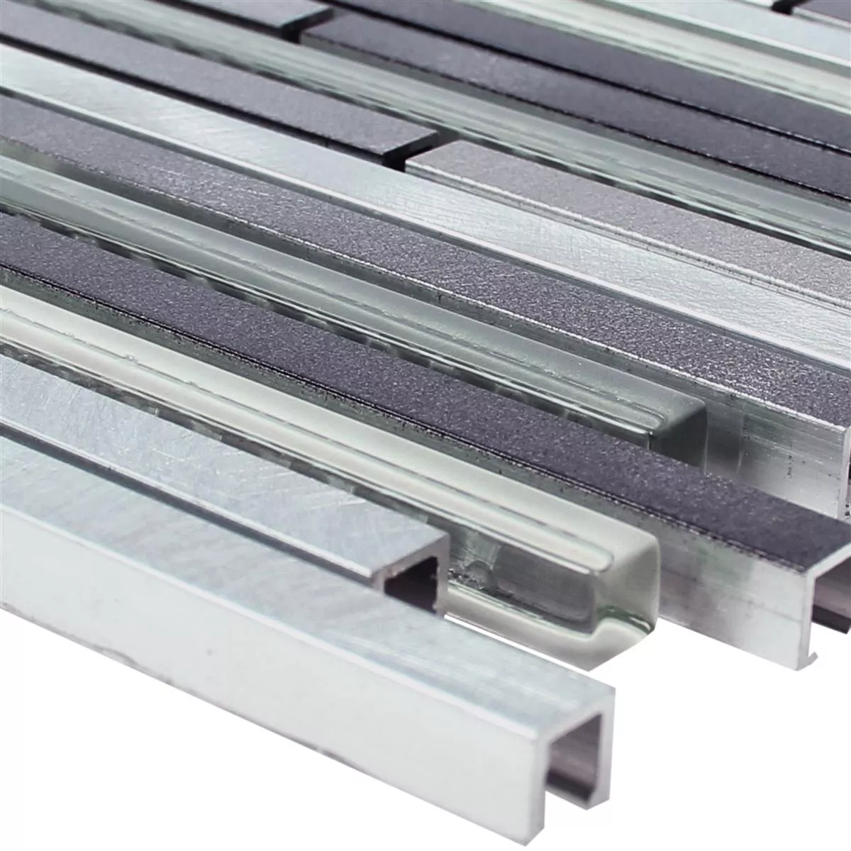 Glass Metal Mosaic Tiles Freeway Black Silver Glass Metal Mosaic Tiles Freeway Black Silver