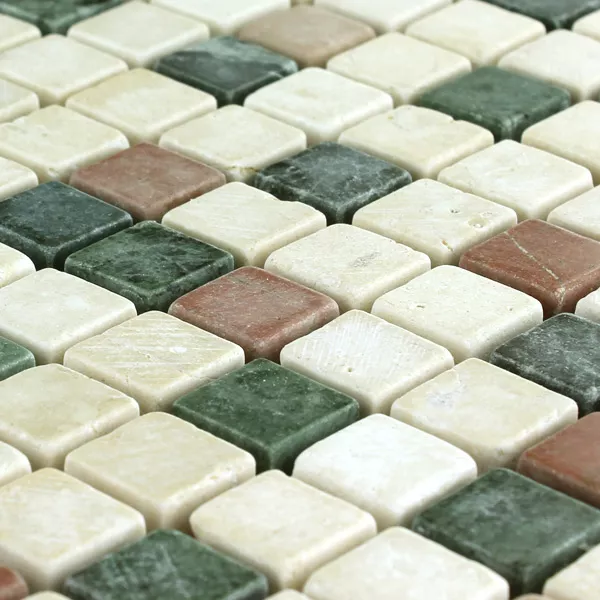 Mosaikkfliser Marmor Farget Mix 15x15x7mm
