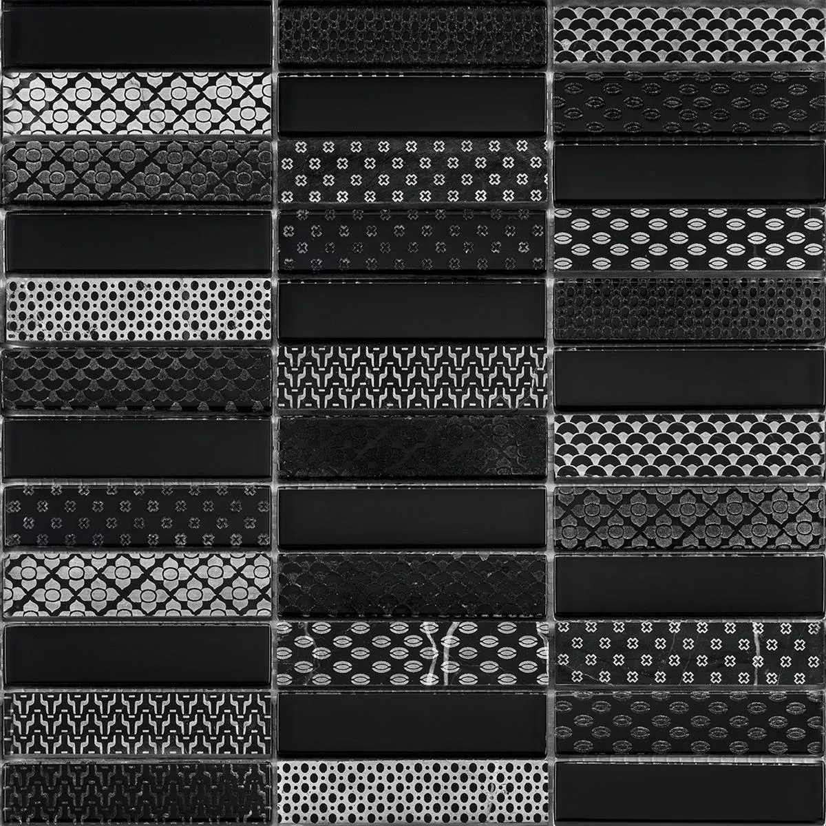 Vzorek Mozaika Ze Skla A Přírodního Kamene Dlaždice Celestiana Ornament Brick Černá Mix