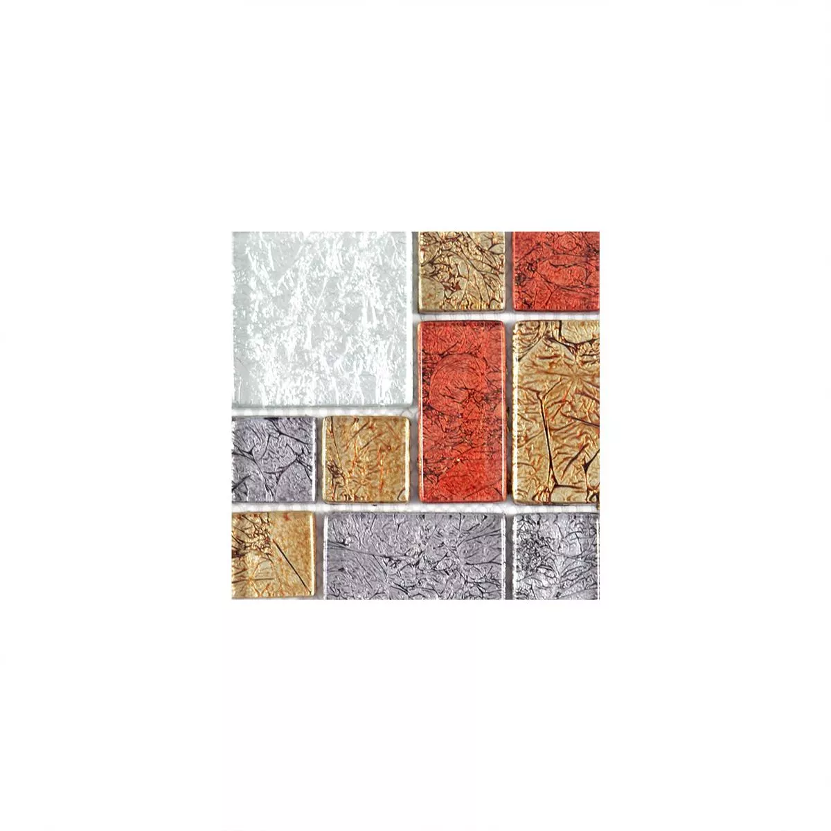 Mønster fra Glass Mosaikk Fliser Curlew Rød Brun Sølv ix