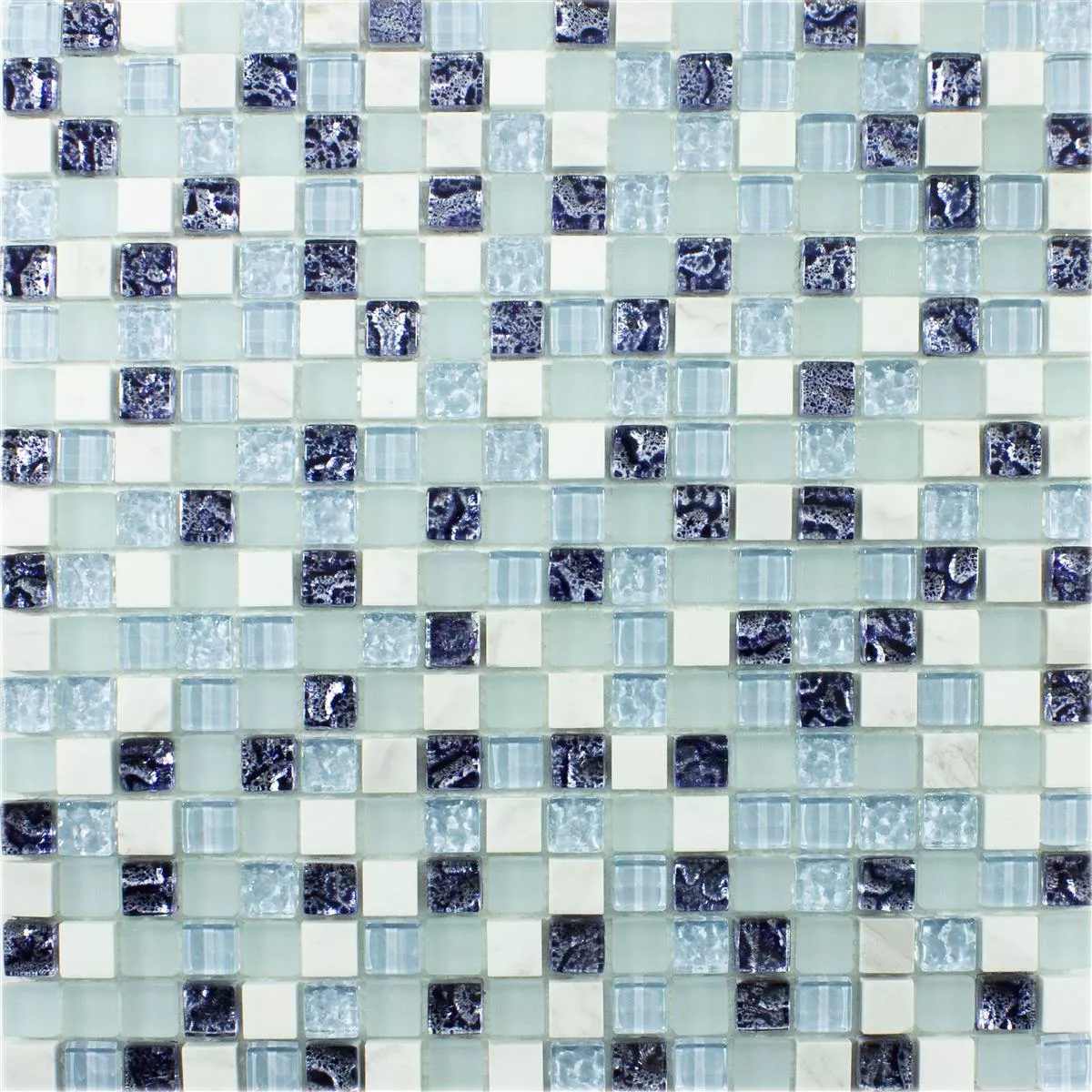 Muestra Mosaico de Cristal Azulejos Lexington Cristal Mezcla de Material Azul
