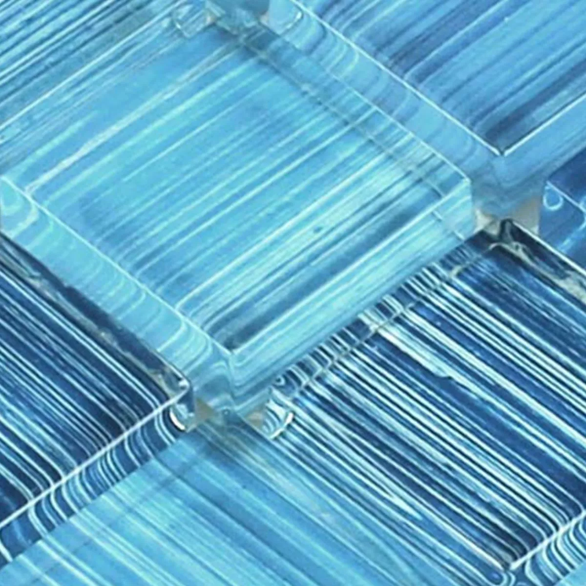 Sample Mosaic Tiles Glass Striped Blue Mix