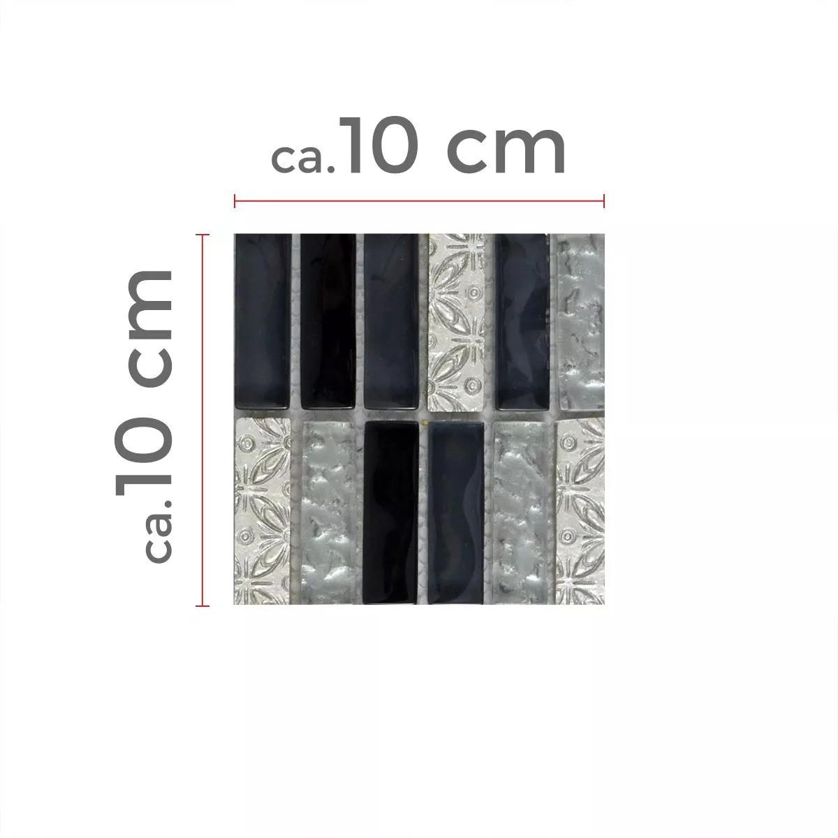 Model din Mozaic De Sticlă Placi De Piatra Naturala Conchita Negru Argint