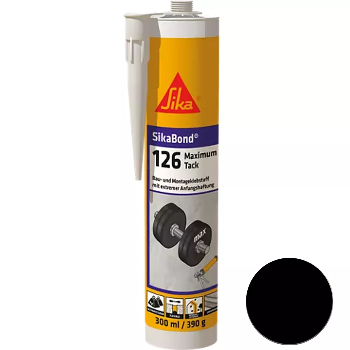 Sikabond-126 Maximum Tack Elastic Adhesive Svart 300 ml