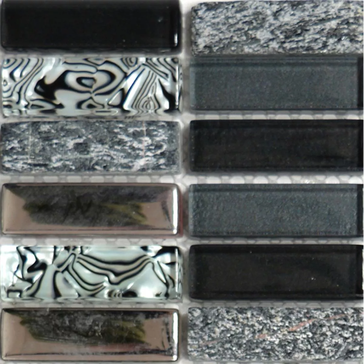 Sample Mosaic Tiles Magia Glass Natural Stone Mix Black