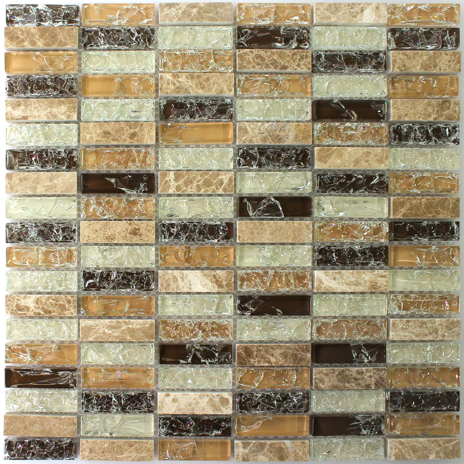Sample Mosaic Tiles Glass Natural Stone Broken Sticks Emperador