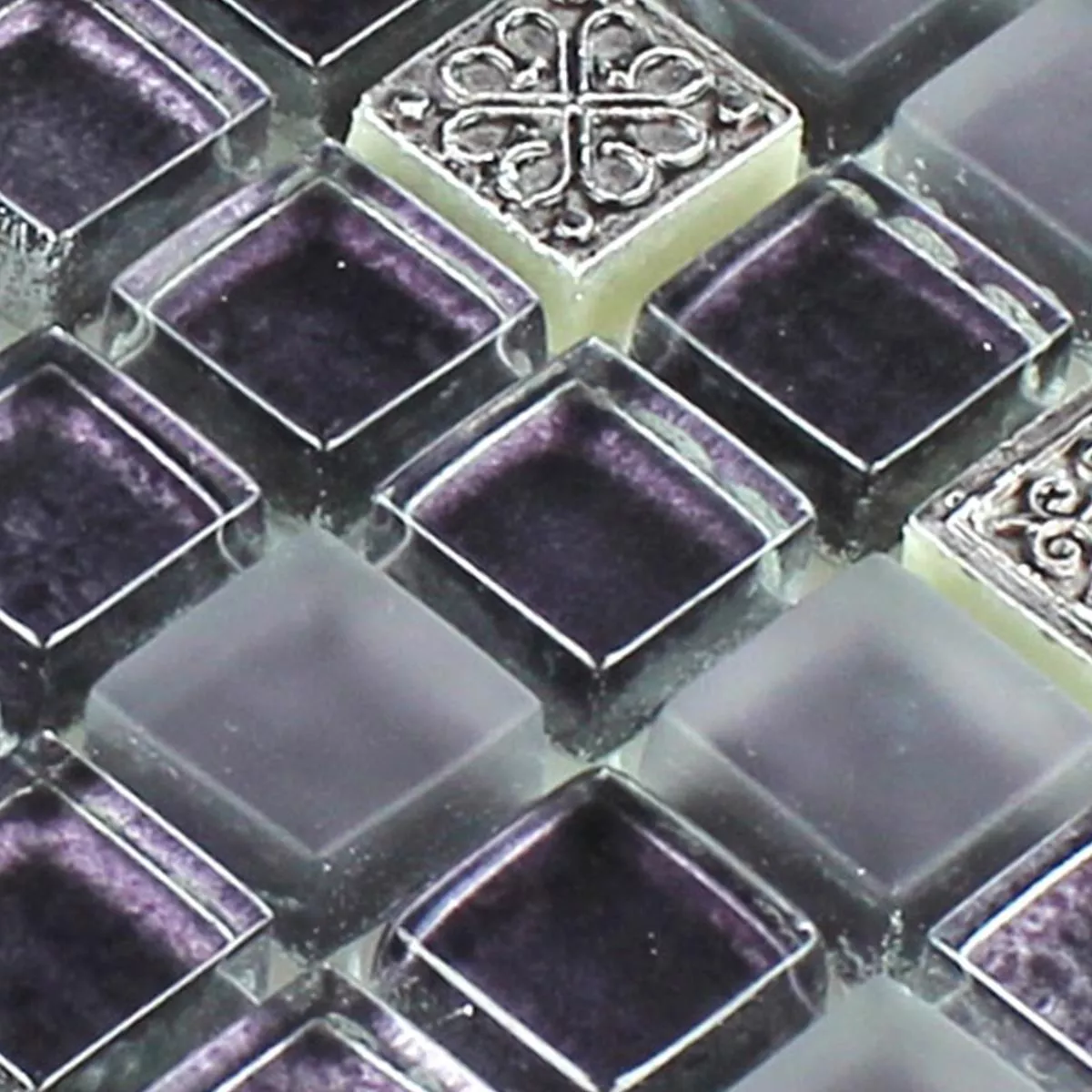 Muestra Azulejos De Mosaico Cristal Piedra Natural Ornamento Púrpura Mezcla