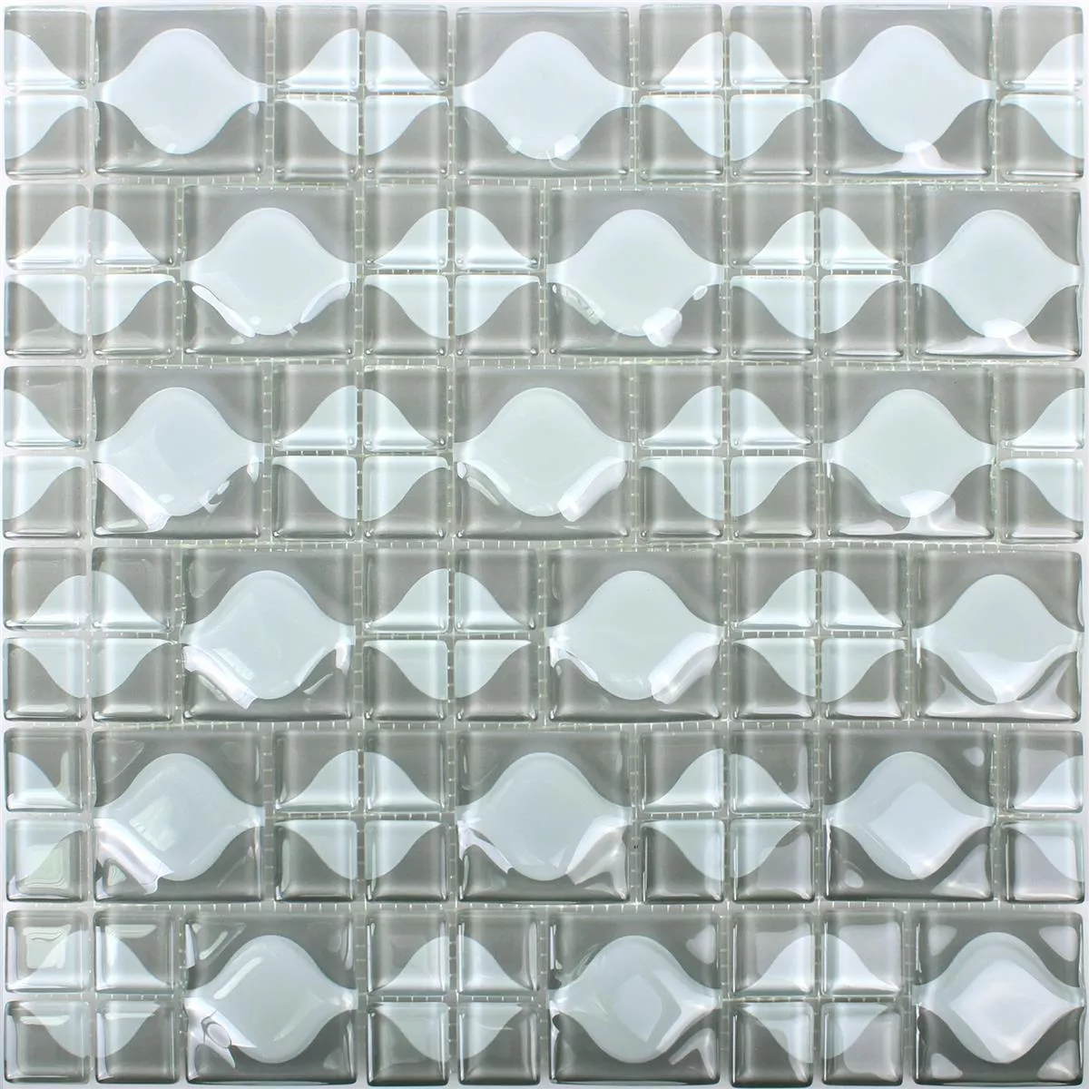 Sample Glass Mosaic Tiles Nokta Grey White 3D