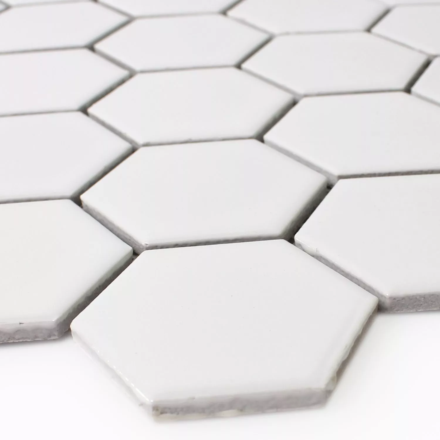 Azulejos De Mosaico Cerámica Hexagonales Blanco Mate H51