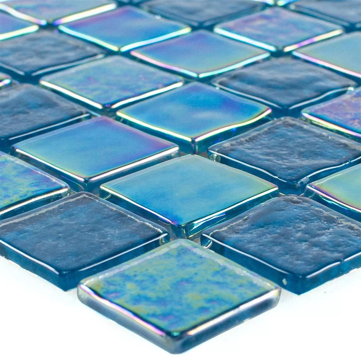 Skleněná Mozaika Dlaždice Perleťový Efekt Carlos Modrá 23