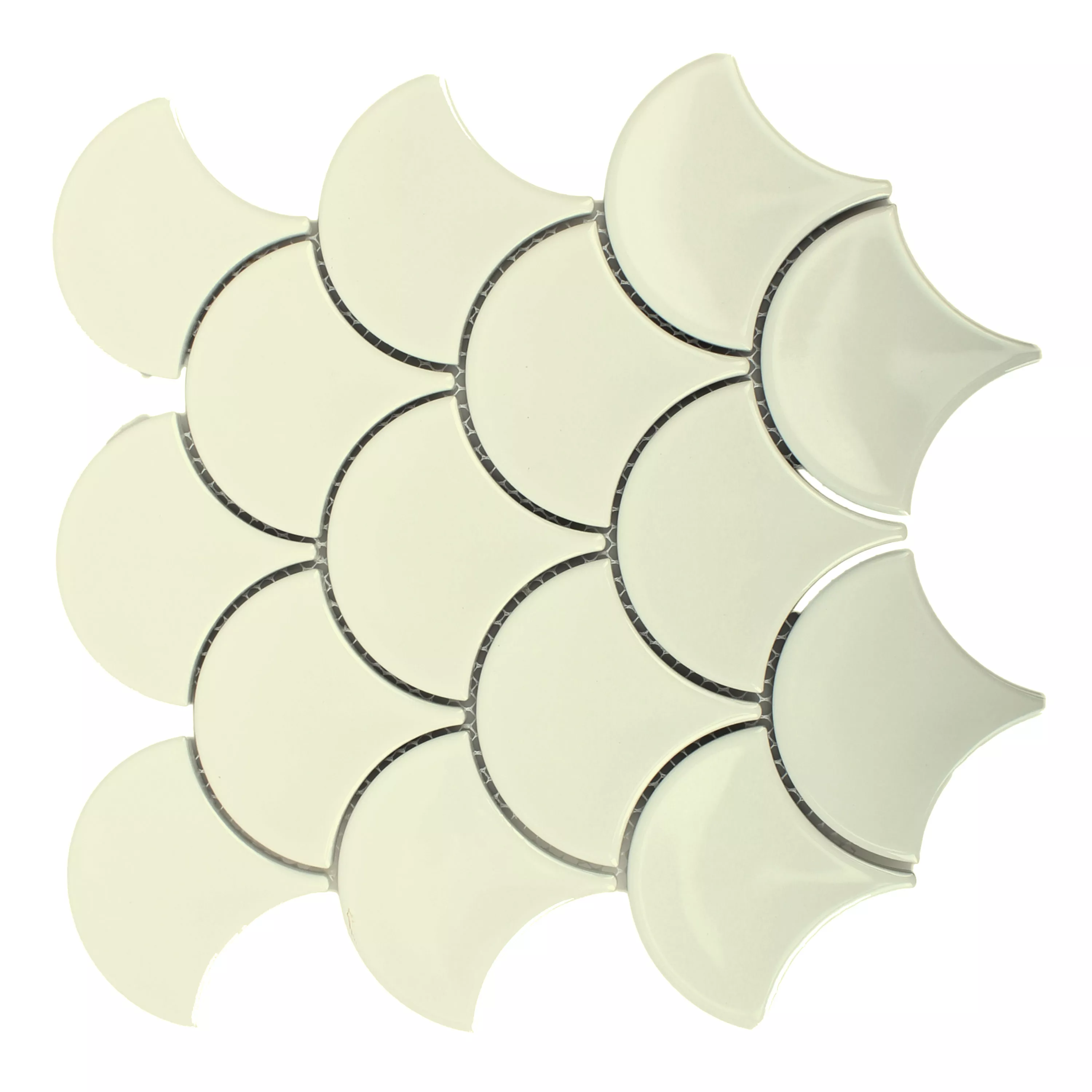 Muster von Mosaikfliesen Keramik Miles Elfenbein Glänzend