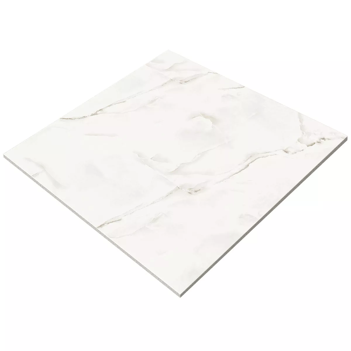 Carrelage Sol Et Mur Konza Marbre Optique Poli Brillant Brillant Blanc 120x120cm