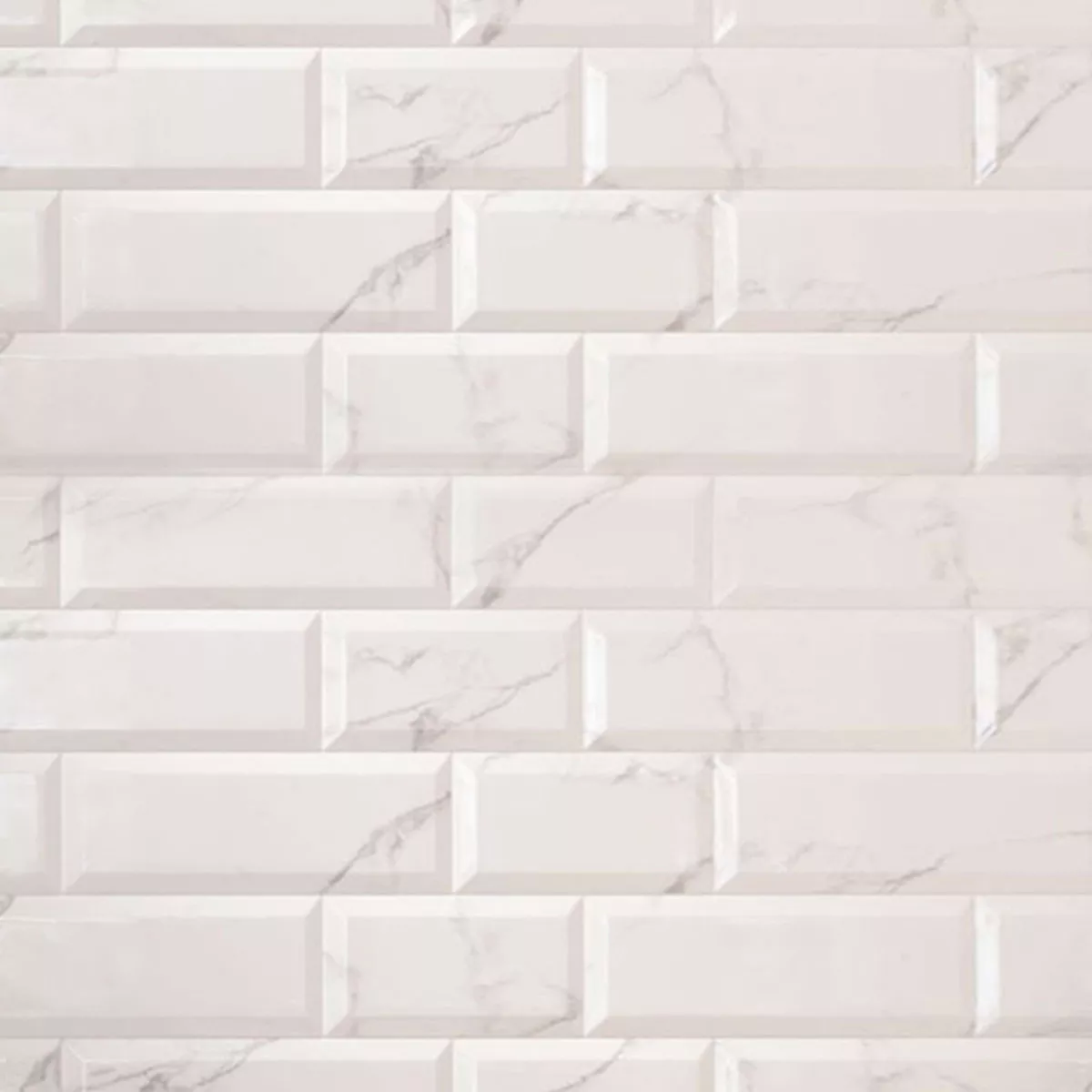 Metro Wall Tiles Girona Marble Optic Facet Blanc Mat 10x20cm