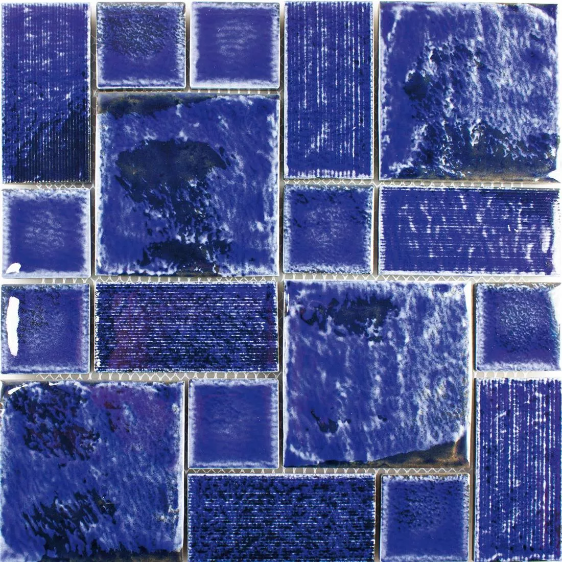 Prov Keramik Mosaik Bangor Glänsande Blå Mix